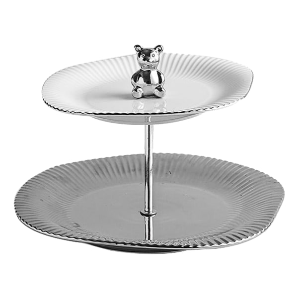 Kagefad Dessert Bord Display Sæt Etagere Servering Kagebakke Fester Serveringstallerken til Teselskab 2 Etagers (Stor)