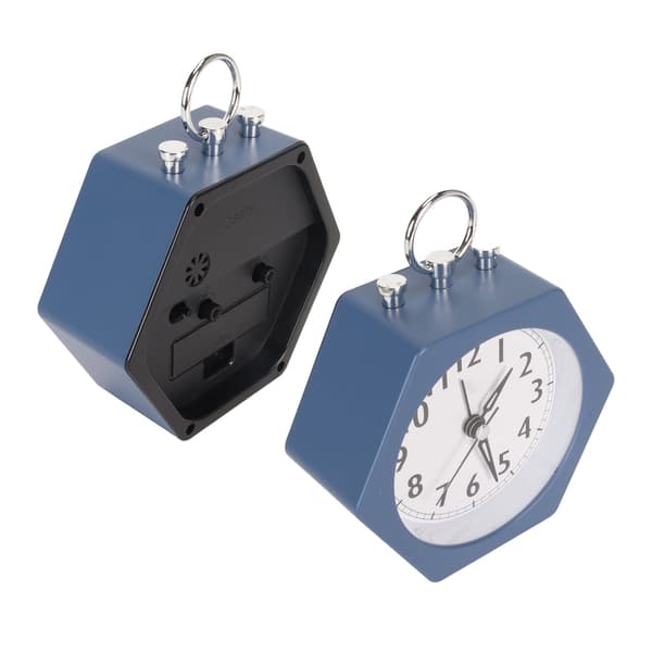 Väckarklocka Multifunktion Tyst Metallhölje Polygonal Miniväckarklocka för Sängbord Sovrum Kök Kontor Blå