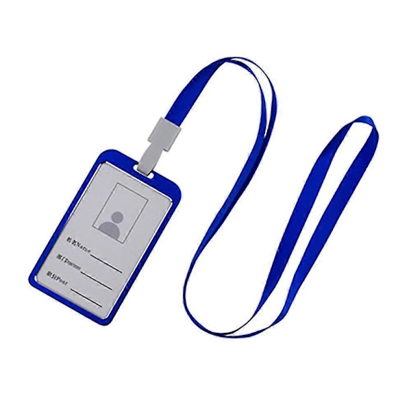 Vertikal Stil Aluminium Legering ID Navnekortholder Arbejdskort Badgeholder Blå