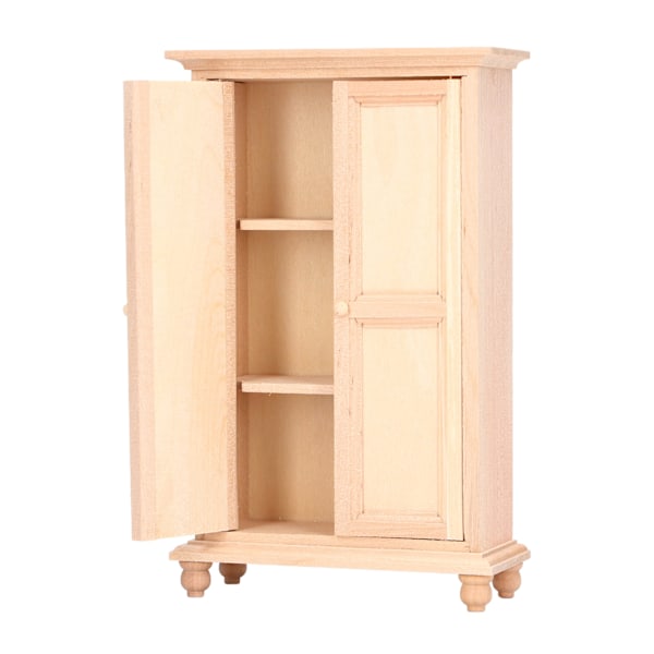 1:12 Dukkehus Garderobe Træ Miniature Soveværelse Stue Scene Dobbelt Dør Skab Møbler Tilbehør