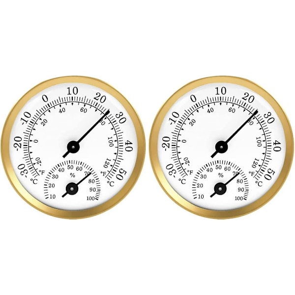 Termometer Hygrometer Pointer Temperatur Fuktighetsmåler for Drivhusdrift 2 STK Gull for Hjem og Hage