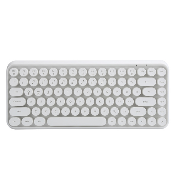 Ajazz Langaton Näppäimistö Bluetooth 84 Näppäimet Retro Pyöreä Näppäimistö Pelitoimistotarvikkeet 308IIvory White