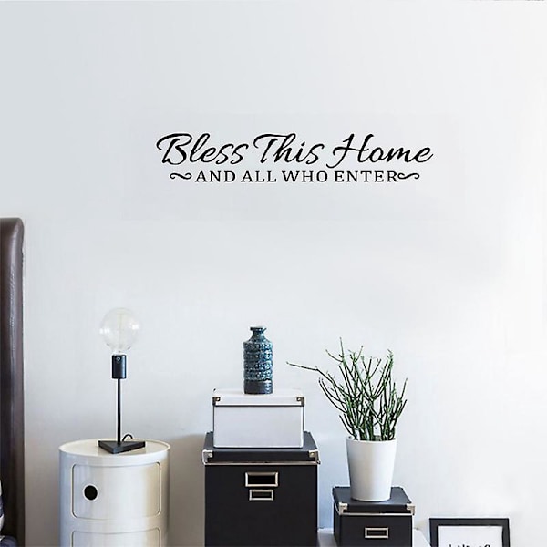 Et sæt vægklistermærker \"Bless This Home\" vægdekoration til stue, soveværelse, køkken, badeværelse
