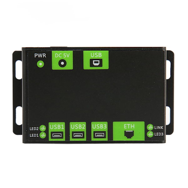 Industriell USB-hub i metall med 3 portar och 100 M nätverksport, expansionshubadapter med EU-kontakt 100–240 V