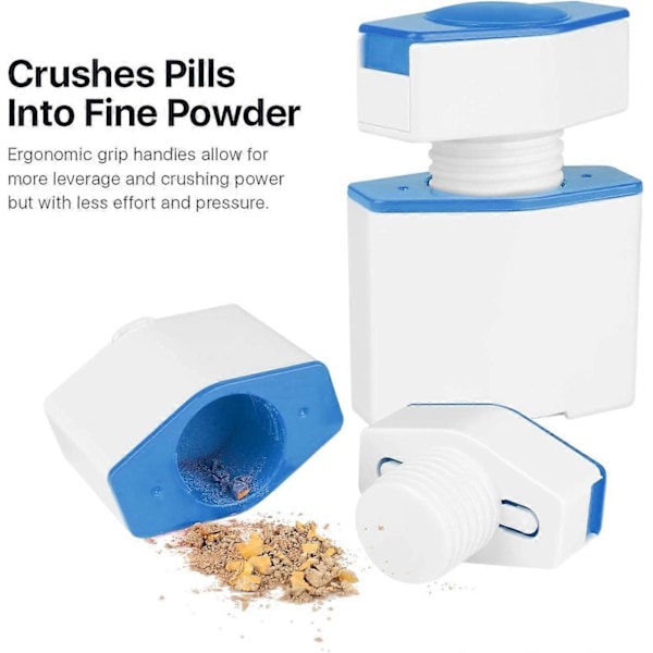 Pill Crusher & Cutter, 3-i-1 Medicin Tablettkvarn Delare Organizer Mini Pill Hackare