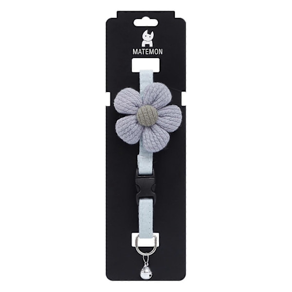 Justerbart 3D Katt Halsband Med Blommor Och Bjällror, Söta Husdjurstillbehör I Rosa/Grå/Gul Zekai grå