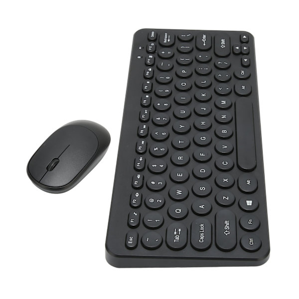 2.4G trådlöst tangentbord Mus Combo 78 Key Retro Rund Keycap Mute-knappar Ergonomi Mus och tangentbord för Business Office Svart