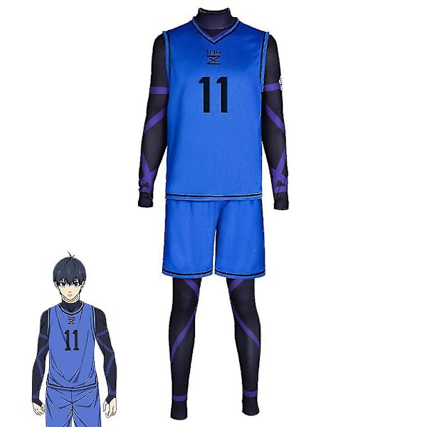 Bluelock Fodbold Træningstrøje - Yoichi Isagi Cosplay Kostume 11 XL