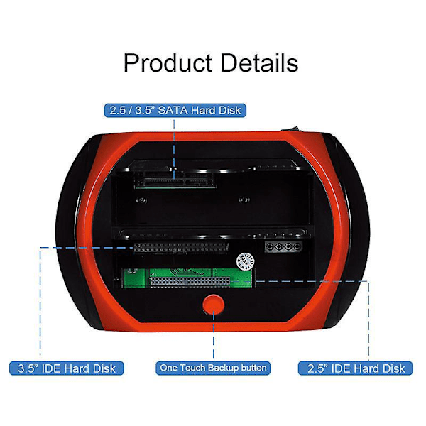 Dobbelt SATA IDE Harddisk Dock med USB 2.0 Hub og All-in-1 Kortlæser