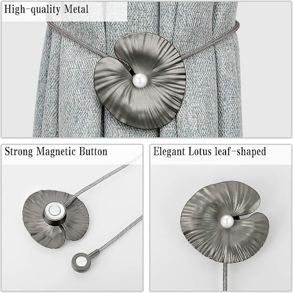 Magnetiska Lotus-legering Gardinupphängningar - Mörkgrå (2-pack)