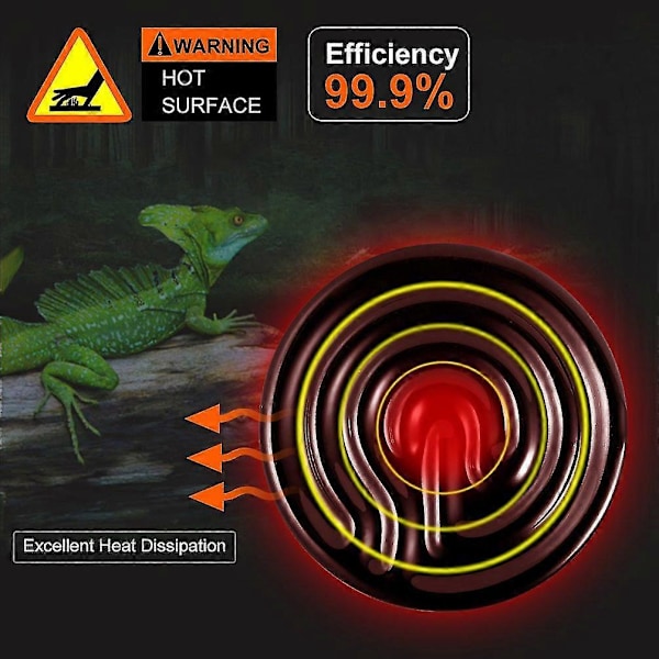 Terrarium Reptil Varme Pære, Keramisk Varmelegeme 100w, E27 Infrarød Keramisk Reptil Varmer