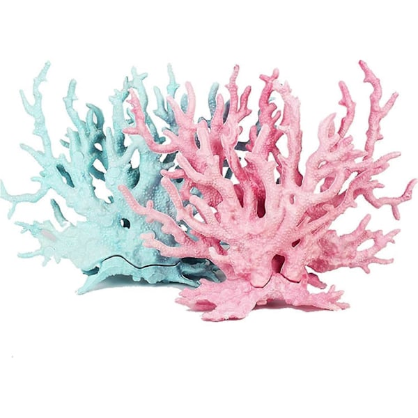 2 stk. Dekorativ Aqua Koral Resin, Kunstig Simulationskoral, Kunstig Vandgræs/Dekoration i Plast