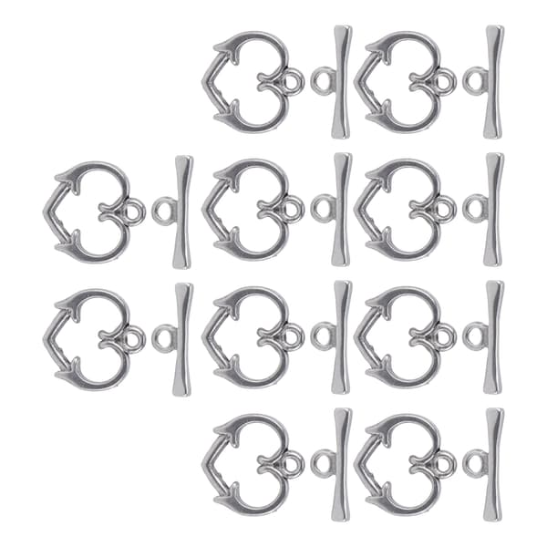 20 stk. OT-vippelås i rustfrit stål, hjerteformet smykketilbehør til gør-det-selv-håndværk