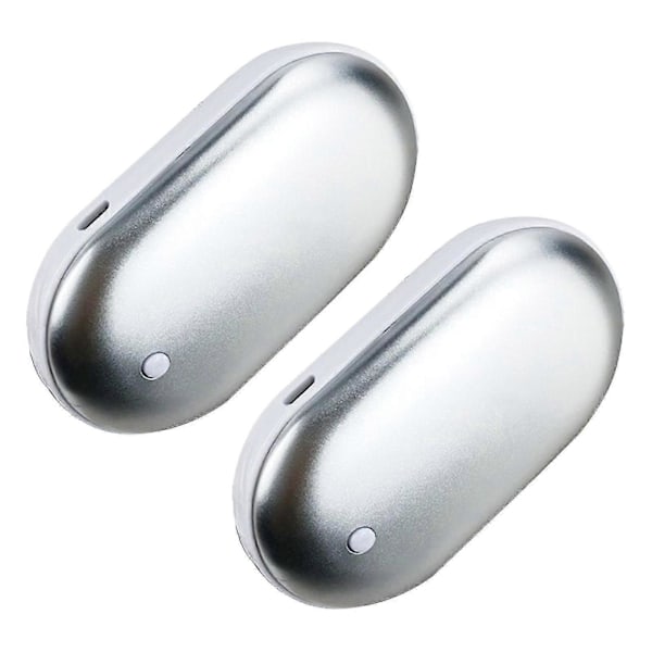 USB Power Bank Elektrisk Fickvärmare - 2-pack Uppladdningsbara Handvärmare Vit