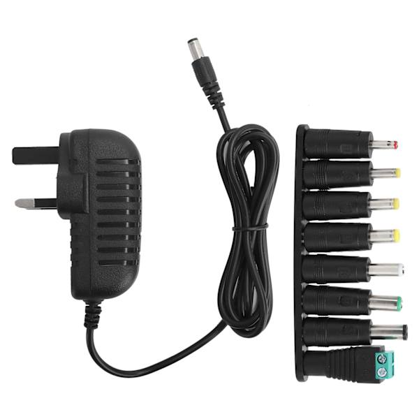 Strömadapter 12V 2A LED-remsor Växlande laddare med 8 DC-omvandlingskontakter 100‑240VUK-kontakt