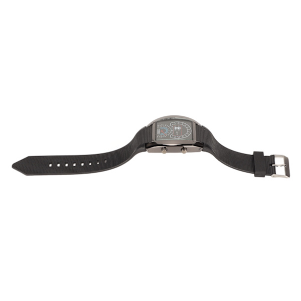LED-display flygplansur med hög precision, bekväma armbandsur, LED-ur med tids- och datumvisning, svart hölje, svart rem