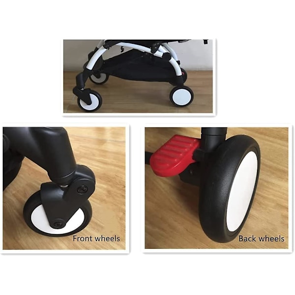 Gummhjul til barnevogn - udskiftning af forhjul/baghjul, Yo Vo Trolley Tilbehør (1 par forhjul)