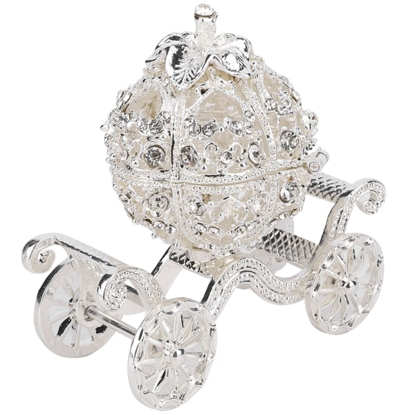 Rhinestone dekorerad pumpa vagn smyckeskrin metall hantverk Present bordsskiva dekoration