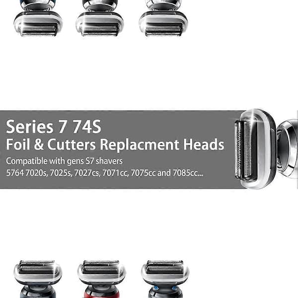 2-pak 74S S7 Erstatningshoved til Braun S7 barbermaskiner, knive i rustfrit stål og præcisionsfolie, glat barbering uden træk.