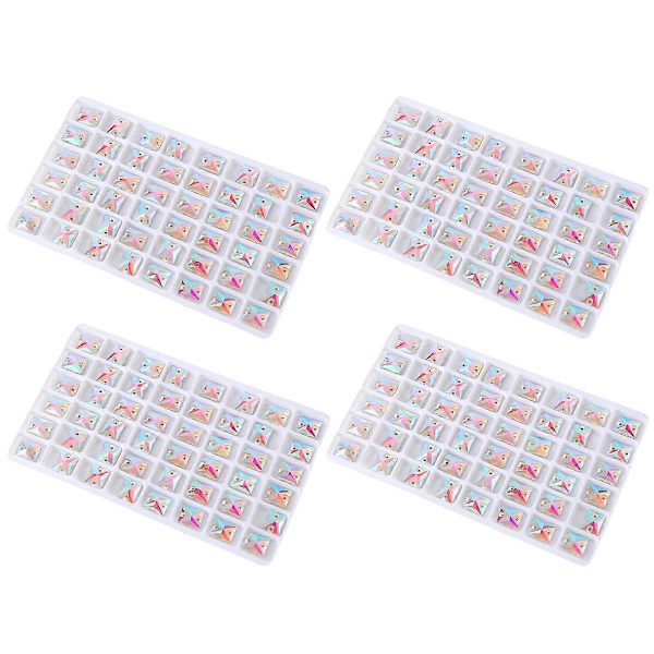 Fyrkantig Påsydd Sten Kristallklar Klädsömnad Glaspärlor 8x10mm