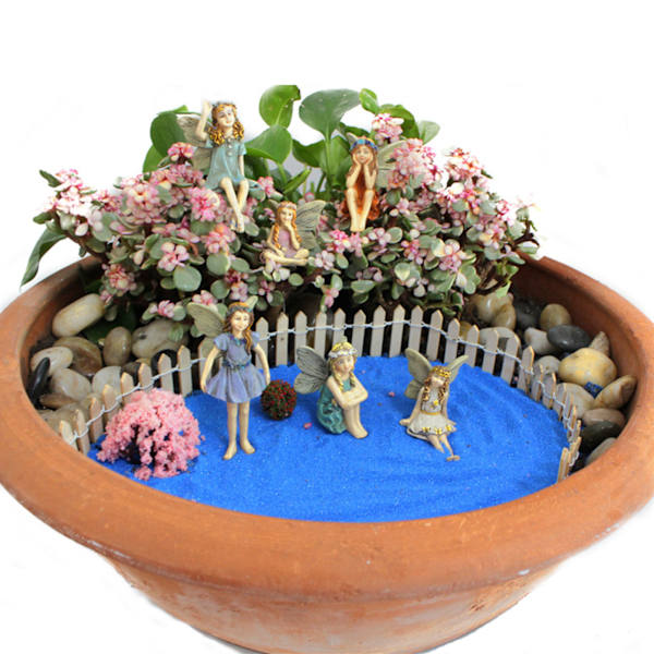 Miniatyrfe figuriner söta klara mönster harts miniatyrfe skulptur för älvträdgårdsaccessoarer