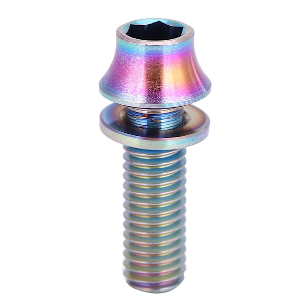 Cykel titaniumlegering vandflaskeholder skruebolt M5x12/16mm med skive (Rainbow M5x16)