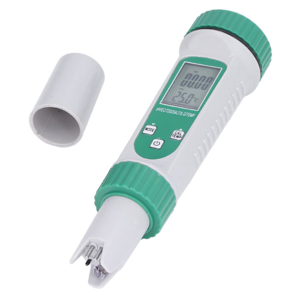 6 i 1 Vattenkvalitetstestare PH EC TDS SALT S.G Temperatur LCD-skärm Vit bakgrundsbelysning Hög noggrannhet