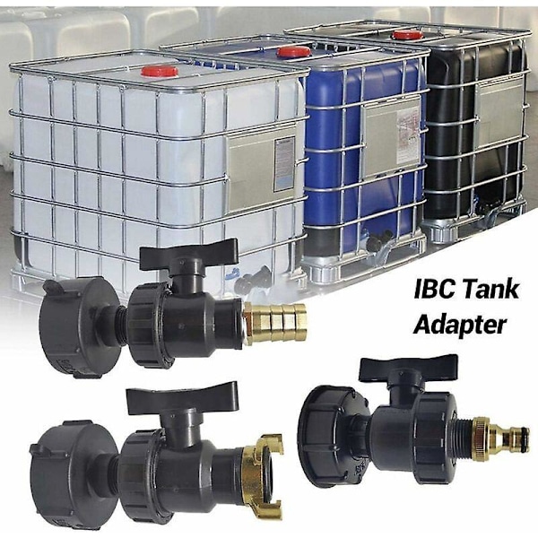IBC Adapter, IBC Tank Adapter S60x6 Gevind Udskiftningsstik Havevandslange Ventilbeslag til IBC Containere Afløbsstik (Nippel)