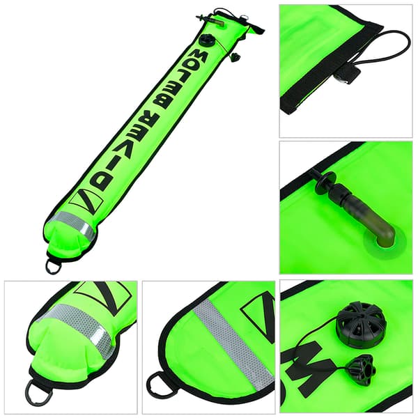 4FT Høy synlighet oppblåsbar dykking SMB overflatesignalmarkeringsbøye (fluorescerende gul)