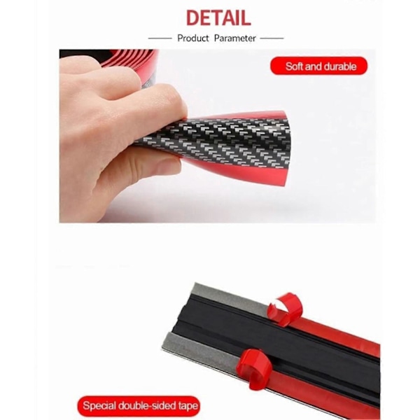 1 Meter Dörrtröskelskydd för Bil 5cm Bredd Kolfiberstil Tröskel Spark Pedal Ingångsskydd Universal Passform