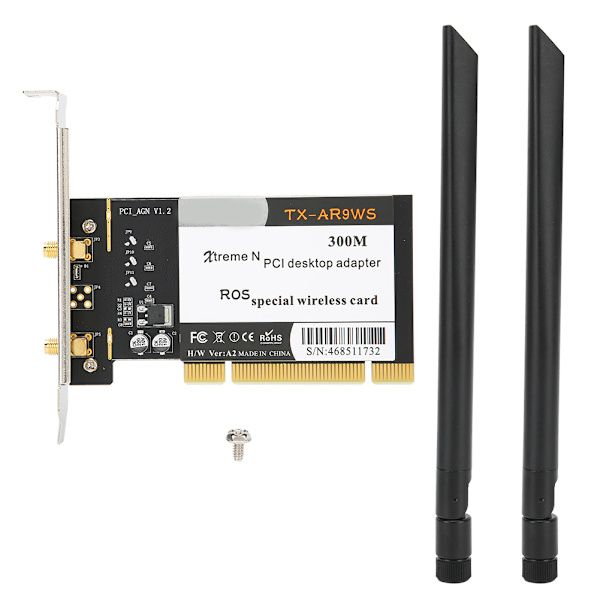 PCI Desktop Adapter 300Mbps 802.11b g n Trådløst WiFi netværkskort 2 antenner AR9223