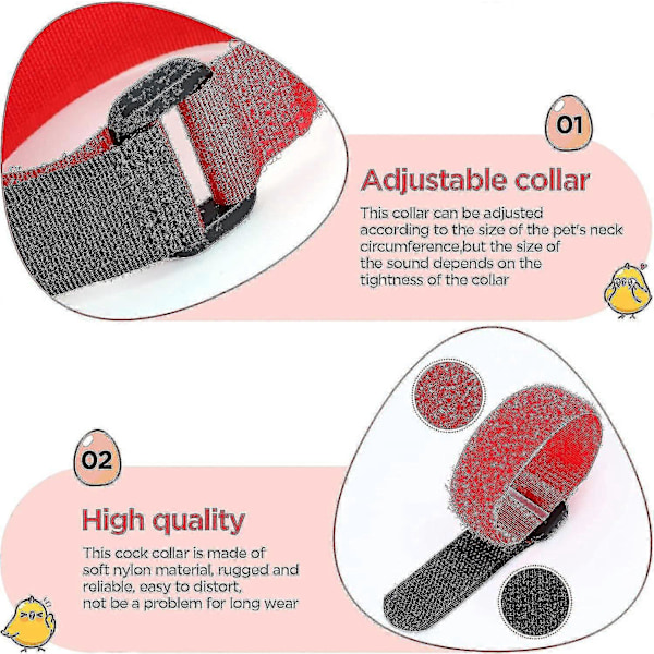 4 Stycken Tupphalsband, Justerbart Anti-Kråke Kycklinghalsband Anti-Hake Nacke Nylonbälte Ljudfritt Halsband För Husdjurskycklingar (svart, Röd)