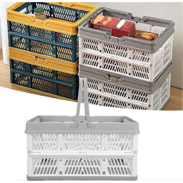 Sammenleggbar plastkurv, oppbevaringskurv med håndtak for camping, reise, shopping