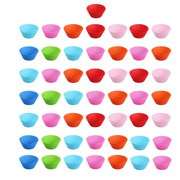 50 stk. genanvendelige silikone bageforme Cupcake Muffin forme Holdere til madlavning 7 cm