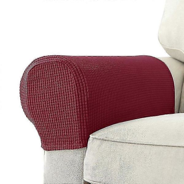 2 stk. Stretch Armlene Trekk Spandex Jacquard Armtrekk Myk og Elastisk Beskyttelse for Stoler Sofa Lenestol Trekk Recliner Sofa Vinrød