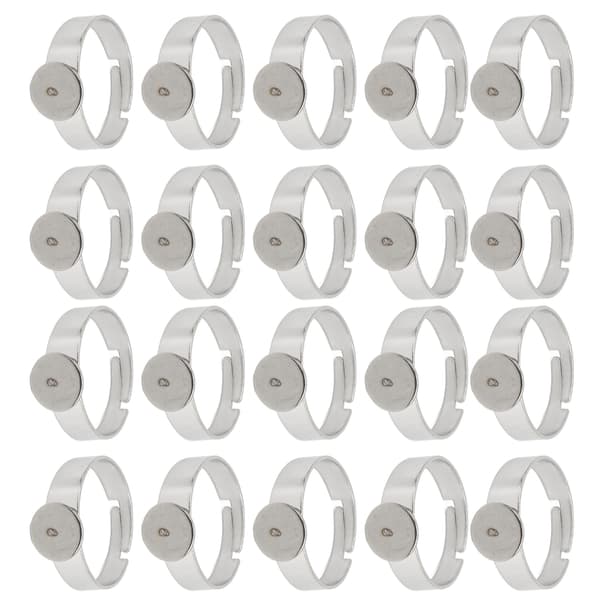 20 STK Blank Ring 8mm Justerbar Rustfrit Stål DIY Flad Ringbase til DIY Ringe DIY Smykker