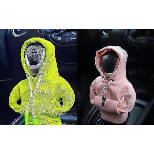 Växelspaksknopp Hoodie Skydd - 2st Mjuk Sweatshirt för Biltillbehör gul-röd-rosa-blå 8st