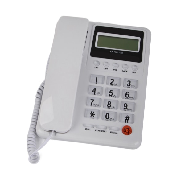 KXT8001CID Desktop kablet telefon Hjem Hotell Fast telefon med LCD-skjerm Repetisjonsfunksjon FSK DTMF(Hvit )