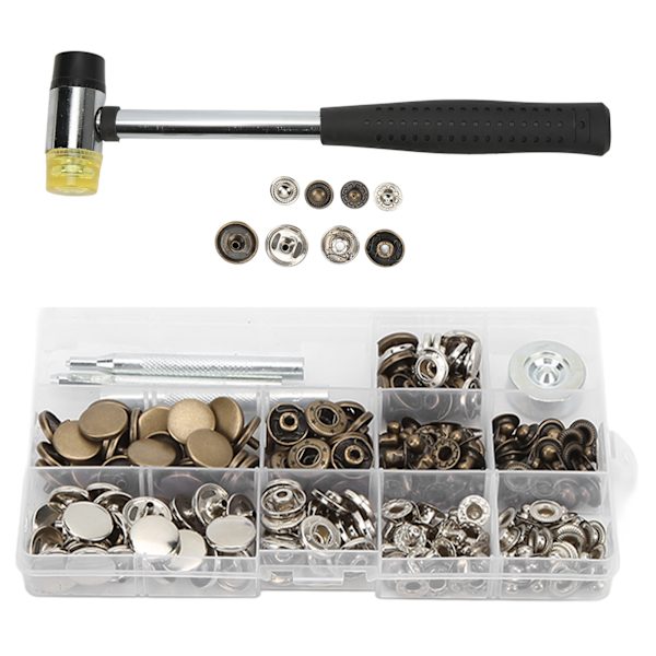 Snaps Set DIY Produktion Galvanisering Process Koppar Zink Legering Snap Knappar för Handväska Ryggsäck