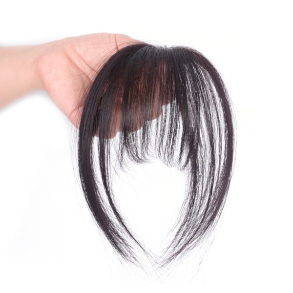 Bangs Hårklämma Verklighetstrogna Förfina ansiktskontur 3D Real Human Hair Bangs Mörkbrun