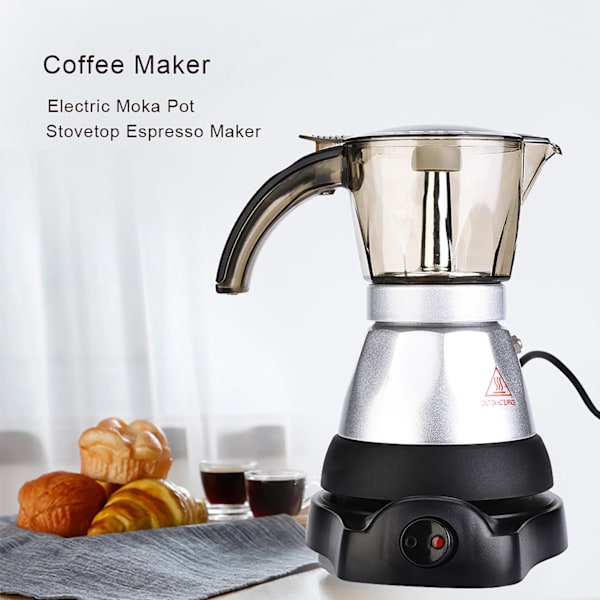 Suurikapasiteettinen sähköinen Moka Pot Liesitaso Espresso Kahvinkeitin Kahvikeitin EU Plug 150ml