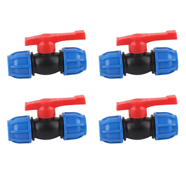 4 stk. PE lige kugleventil afspærringsventil til hjem og have rør fittings tilbehør 1/2in