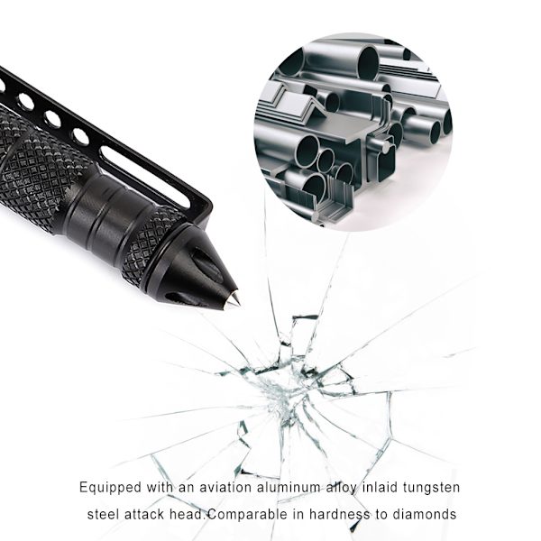 Multi Aluminium Outdoor Tactic Pen Säkerhetsskydd Glasbrytare Överlevnadsverktyg