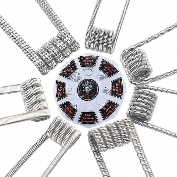 48 Pcs/Set Prebuilt Coils RTA RDA Flat Twisted Fused Clapton Quad Hive Alien Coil Electronic Repair Accessories Silver