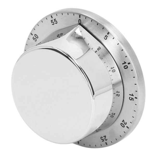 Köksmekanisk timer 304 rostfritt stål magnetisk sug kock matlagning timer klocka vit