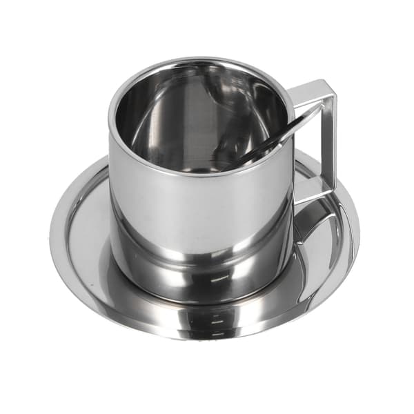 3 stk./sæt isoleret kaffekopsæt rustfrit stål dobbeltvæggede krus mælk te kop med underkop skesæt 280 ml