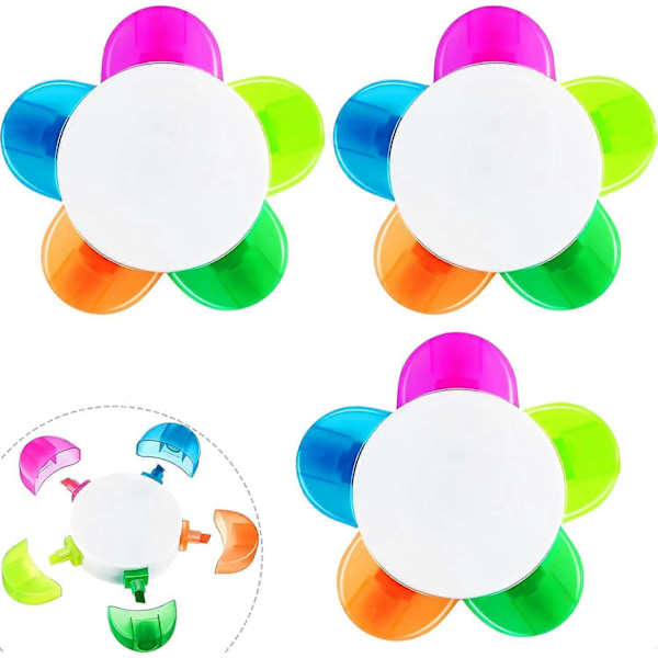 Petals Overstregningstusser, Blomsterformede Akvarel Overstregningstusser, 5-i-1 Fluorescerende Tusser