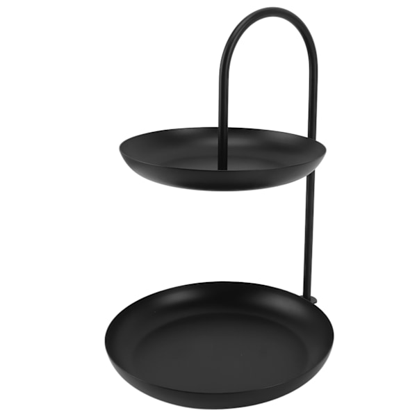 Dessertstativ Frugtstativ Rund 2 Lags Jern Displayholder til Fest Bryllup Fødselsdag Hjem Sort
