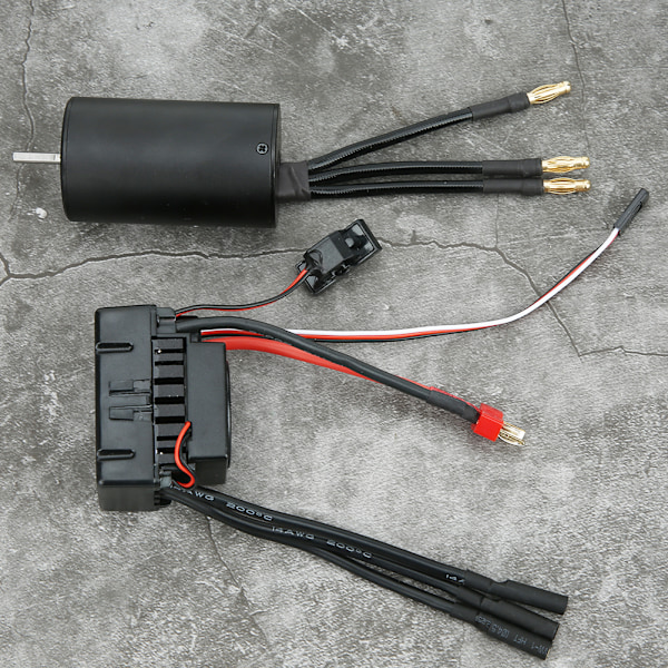 Surpass 3660 Vandtæt 4-polet Børsteløs Motor + 60A ESC RC Bil Tilbehør (Sort)2600KV+60A ESC