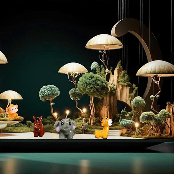 50 STK Mini Jungle Dyr Figurer Resin Små Dyreminiaturer, A